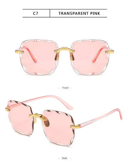 Rimless Sunglasses Unisex Square UV400 Protection All Day Comfort