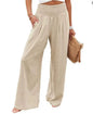 Women's Nylon-Cotton Blend Pants With Drawstring Wide-Leg And Mid Rise Breathable