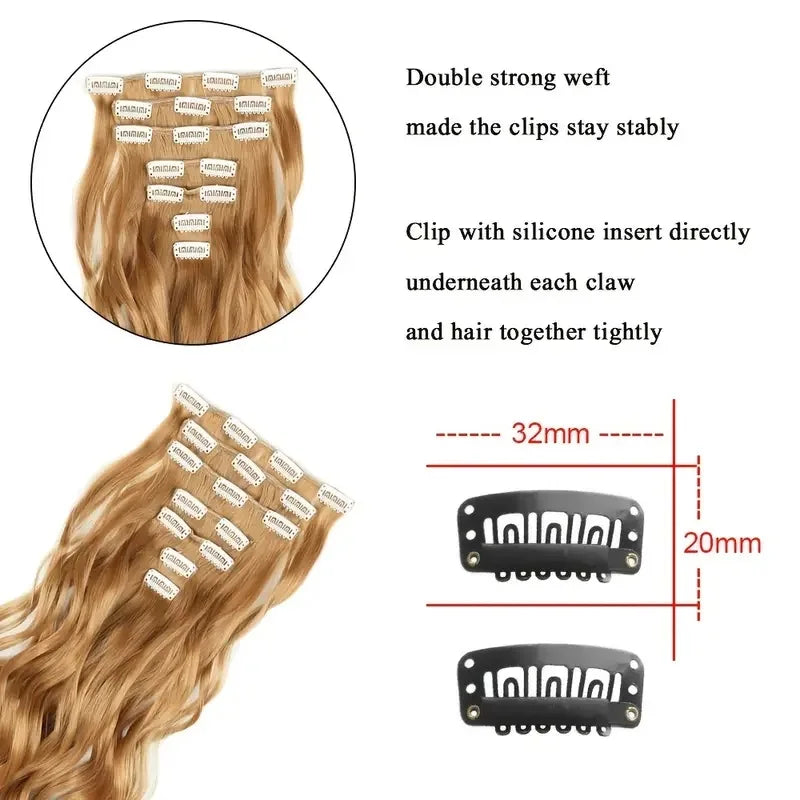 Lush Clip In Extensions 7 Piece Full Head 22 Inch Curly Wavy Hair