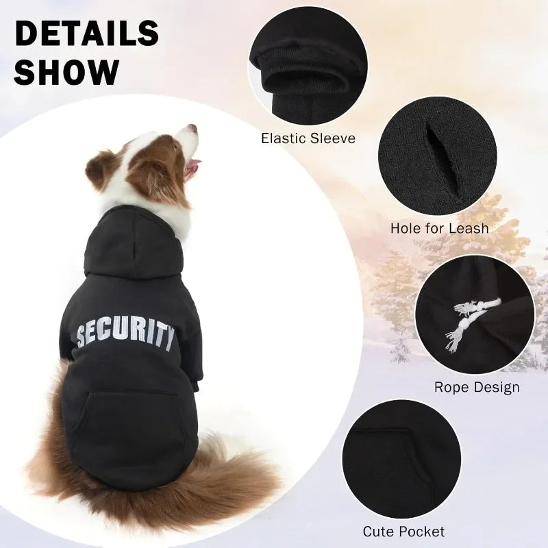 Dog fleece hoodie with a SECURITY back print