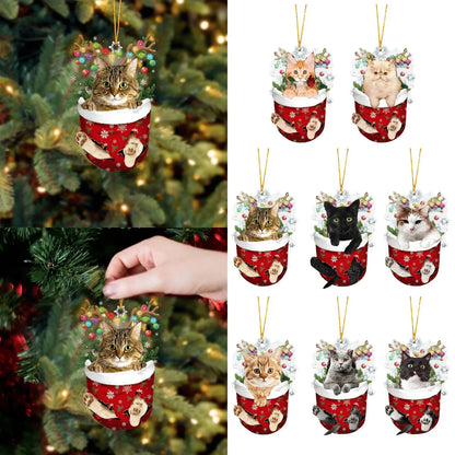 Cartoon Cat Christmas Decoration - Cute Hanging Xmas Tree Pendant for Home Party Car Decor