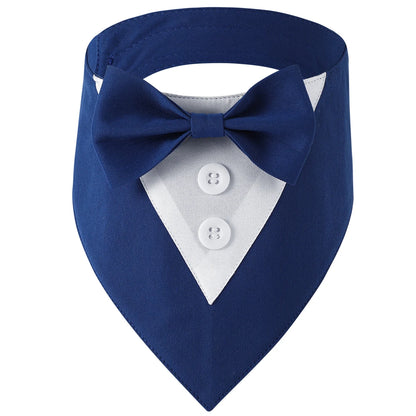 Wedding Big Dog Triangle Scarf with Bow Tie Handsome Pet Bandana for Small Large Dogs Golden Retriever Shepherd Labrador Bibs
