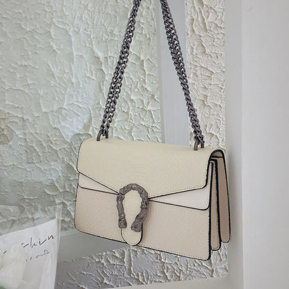 Retro Crossbody Bag with Snake Pattern Square Silhouette for Women