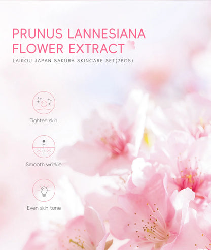 Korean Sakura Skincare Set Hydration Moisturize Cleanse Pores Sunscreen Protection Cosmetic Beauty