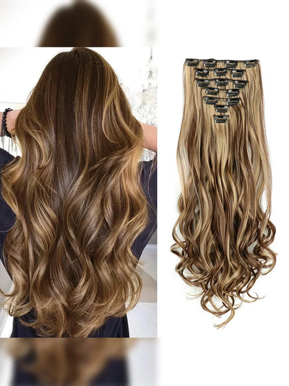 Lush Clip In Extensions 7 Piece Full Head 22 Inch Curly Wavy Hair