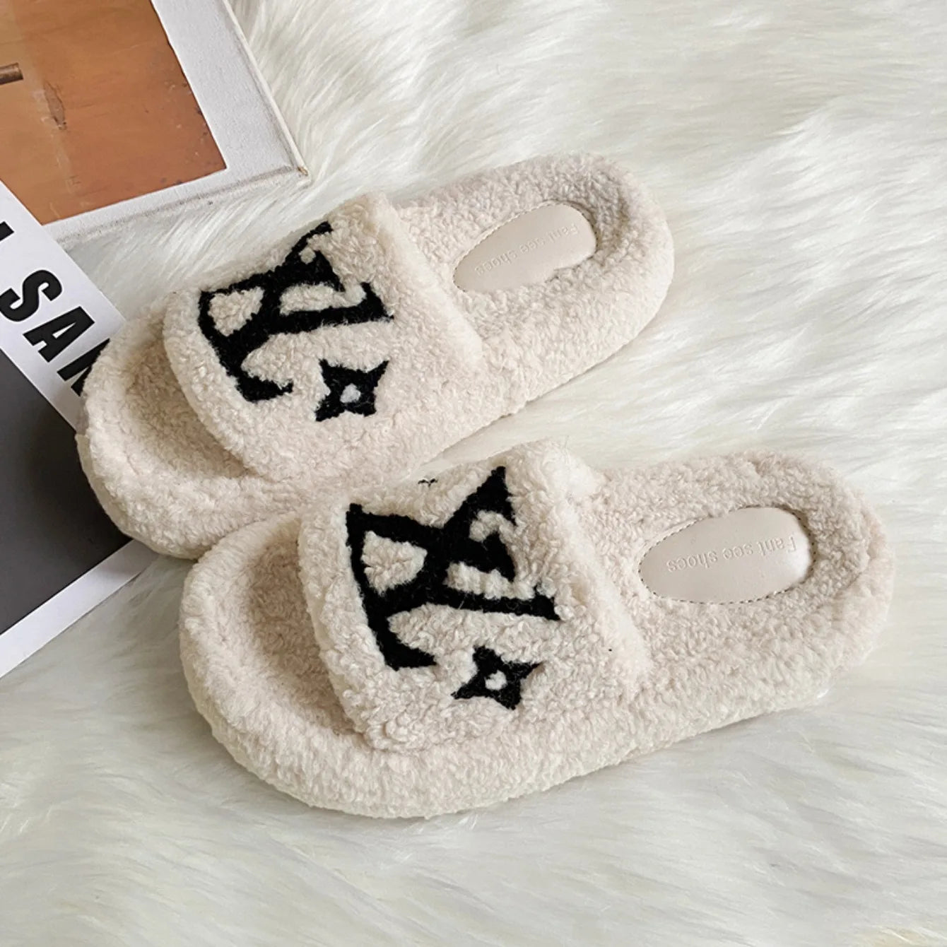 Platform Slippers Corduroy Non-Slip Slip-On Cushioned Insole For Women Beach Wear