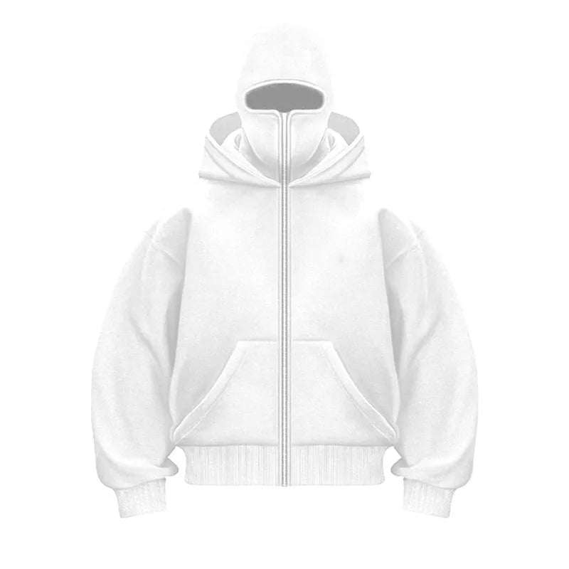 Unisex Cotton Fleece Hooded Zip Up Sweatshirt With Plain Design And Front Pouch Pocket