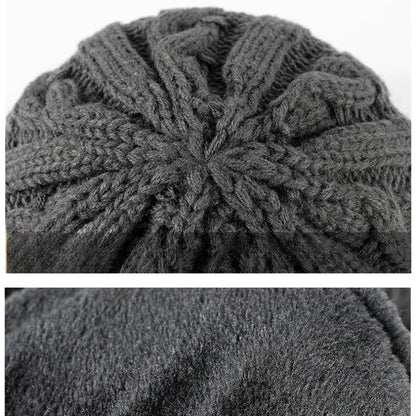 Men's Short-Brimmed Baseball Cap Classic Fashion Winter Warm Baseball Cap Thickened Braided Knitted Hat