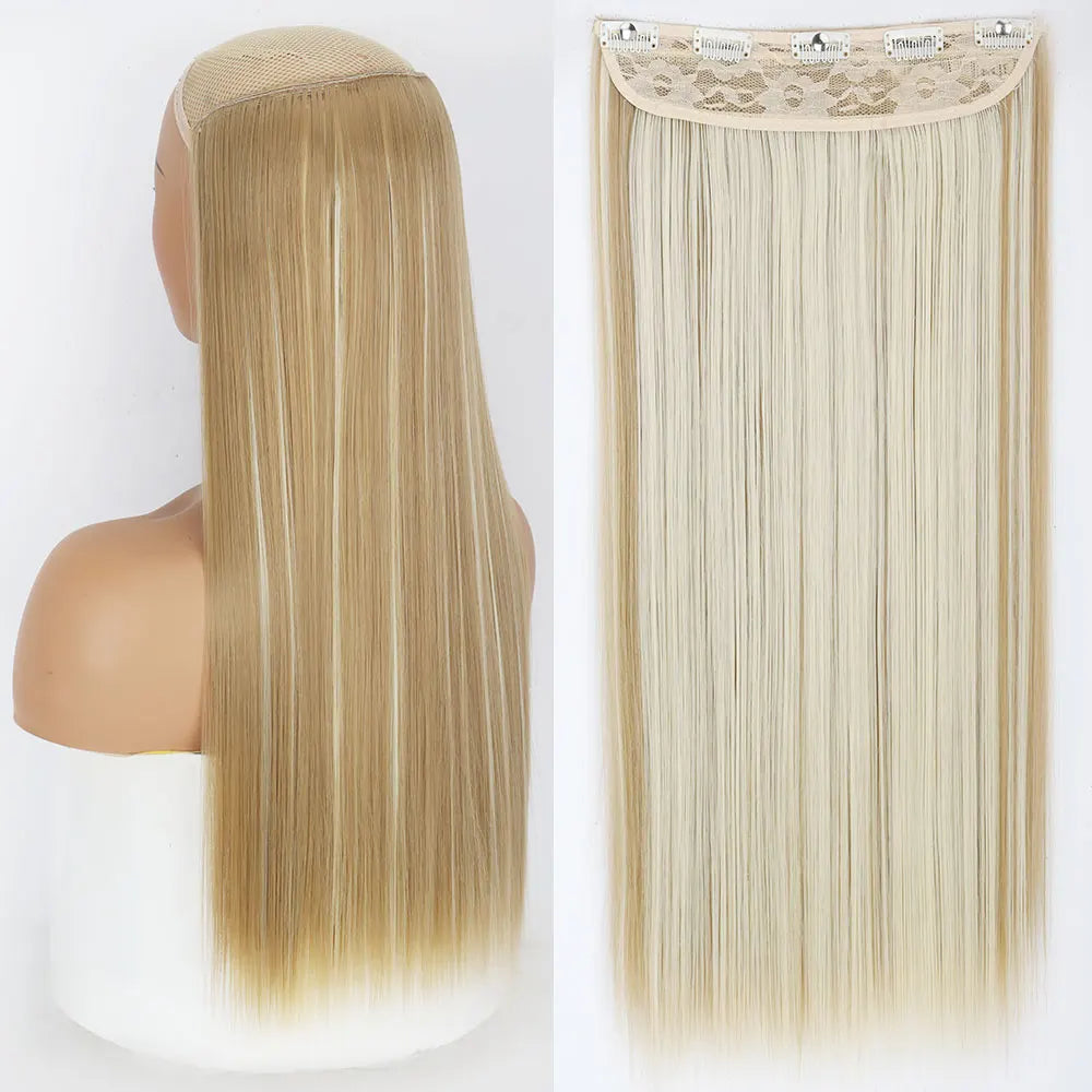 Heat-Resistant Clip-In Hair Extensions Five Clips for Dark Hair