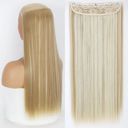 Heat-Resistant Clip-In Hair Extensions Five Clips for Dark Hair