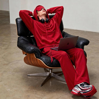 Unisex Fleece Hoodie with sleepy eye mask for travel