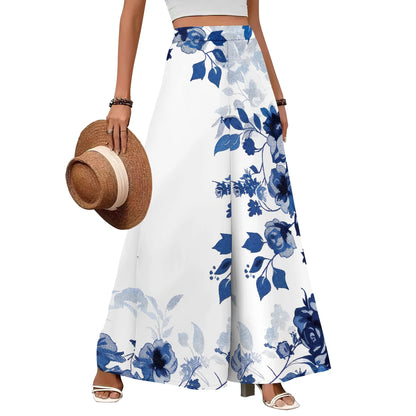 Women's Polyester Palazzo Pants With Pockets And High Waist And Wide Leg Flowing Silhouette