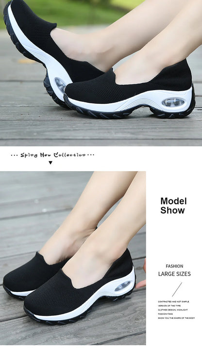 Shoes for Women Casual  2025 Anti Slip Outdoor Thick Sole Sloping Heel Breathable Casual Comfortable Sports Shoes Walking Shoes