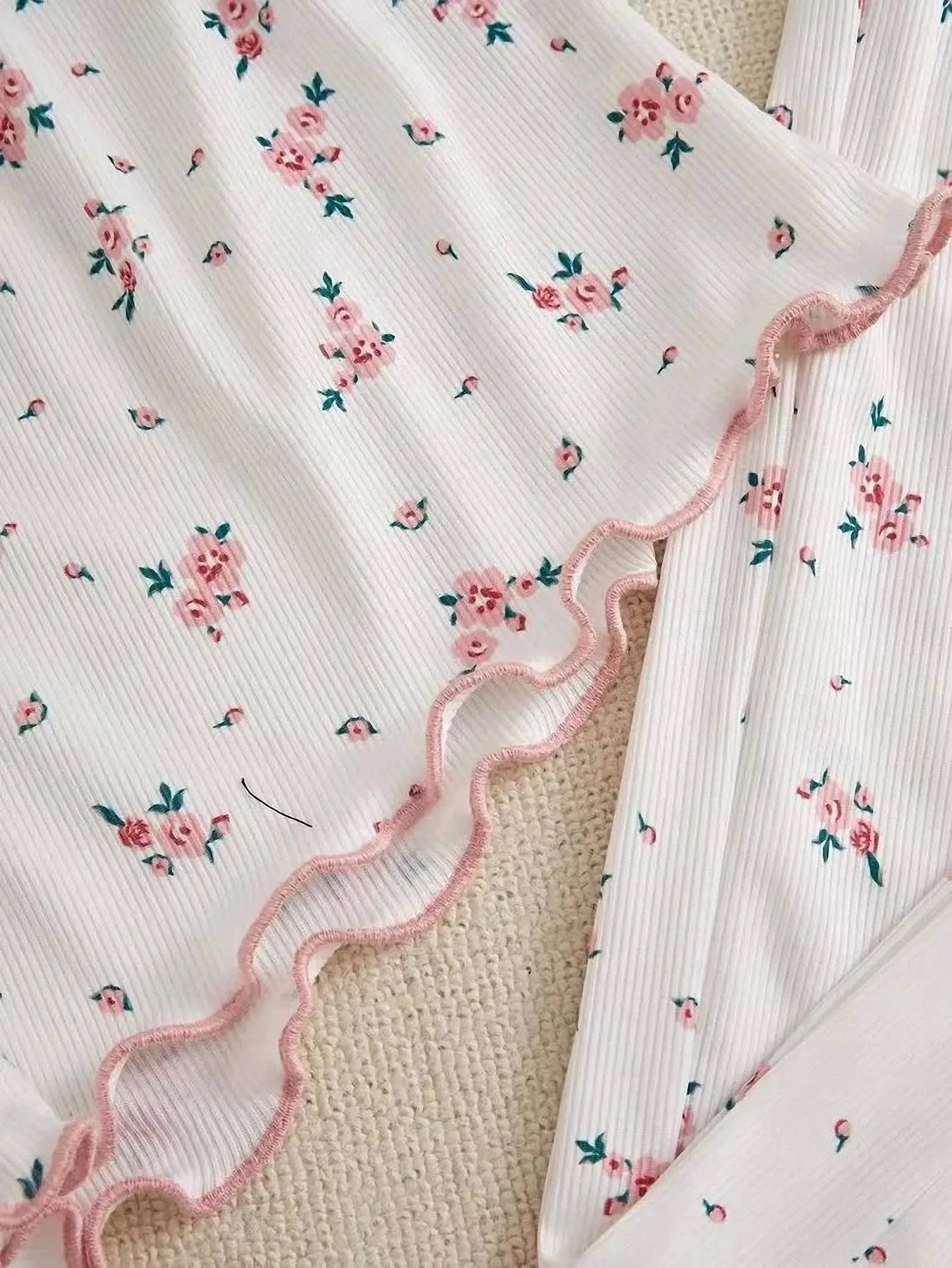 Delicate Pajama Set with V Neck Camisole Top and Printed Shorts