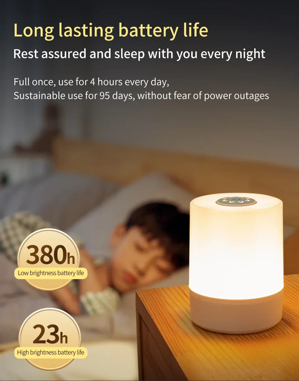 Touch bedside lamp with remote control and three light modes