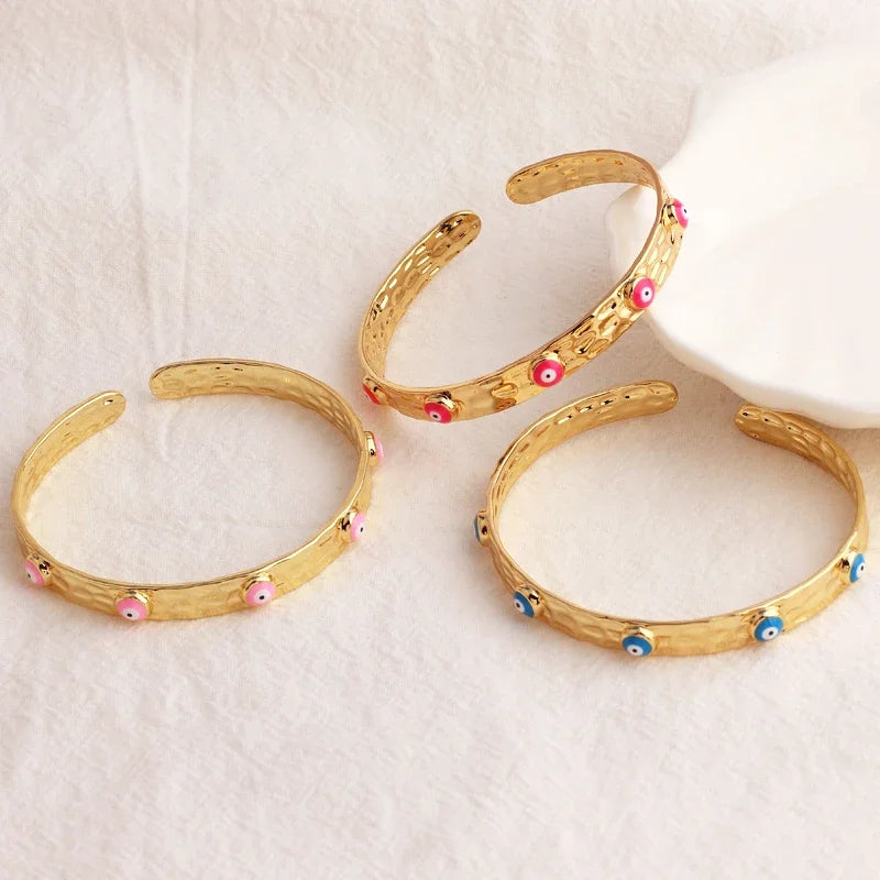 Women’s gold-plated evil eye crystal cuff bracelet