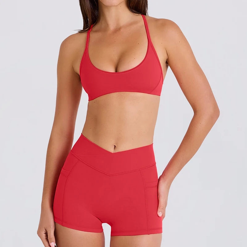 Yoga Set 2PCS Sportswear Workout Clothes Women Tracksuit Gym Legging Fitness Bra High Waist Shorts Sports Suits Athletic Wear