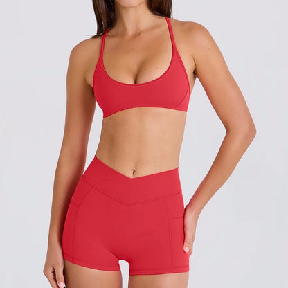 Yoga Set 2PCS Sportswear Workout Clothes Women Tracksuit Gym Legging Fitness Bra High Waist Shorts Sports Suits Athletic Wear