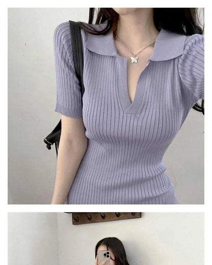 Breathable Dress with V-Neck and Empire Waist Knee Length for Effortless Daytime Style