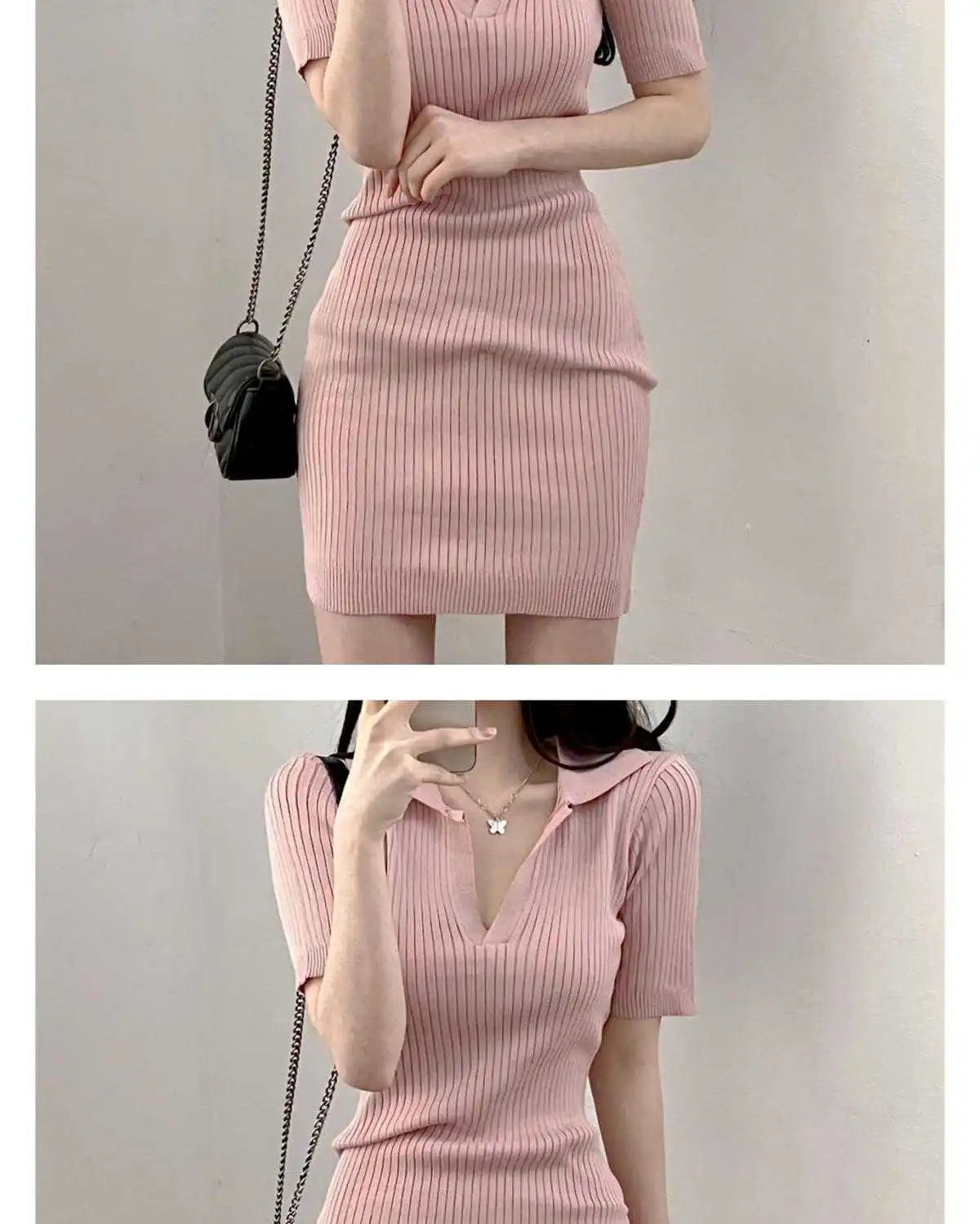 Breathable Dress with V-Neck and Empire Waist Knee Length for Effortless Daytime Style