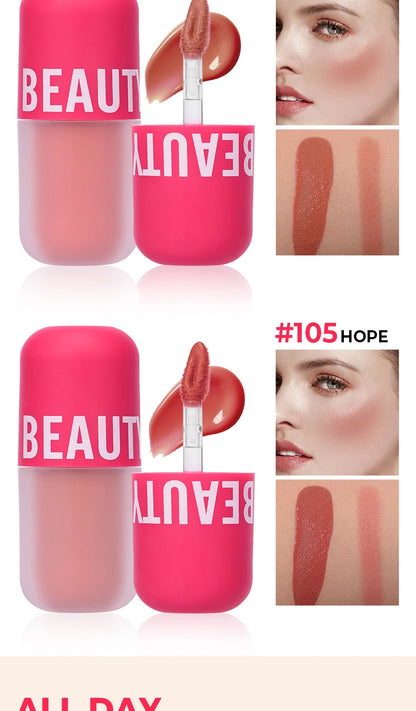 Beauty Glazed Liquid Blush 5 Colors Smooth Velvet Matte Pink Blusher Natural Easy To Smudge,Waterproof,And Long Lasting