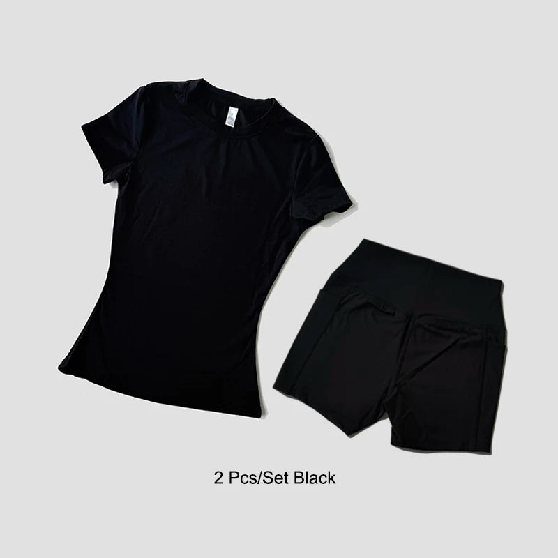 Women Yoga Set Gym Sportswear Sport Top High Waist Shorts Suit Fitness Workout Butt Lifting REVOLUTION SETS