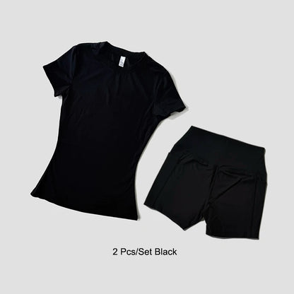 Women Yoga Set Gym Sportswear Sport Top High Waist Shorts Suit Fitness Workout Butt Lifting REVOLUTION SETS