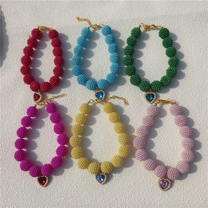 Hot Sale High-end Colorful Personalized Pearl Pet Collar Adjustable Neck Necklace for Puppy Cats Dogs Wedding Party Pet Supplies