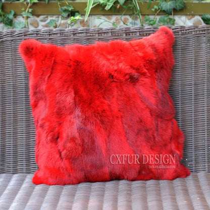 Natural Fur Patchwork Cushion Cover for Sofa, Genuine Rabbit Fur Cushion Cover, Home Decoration