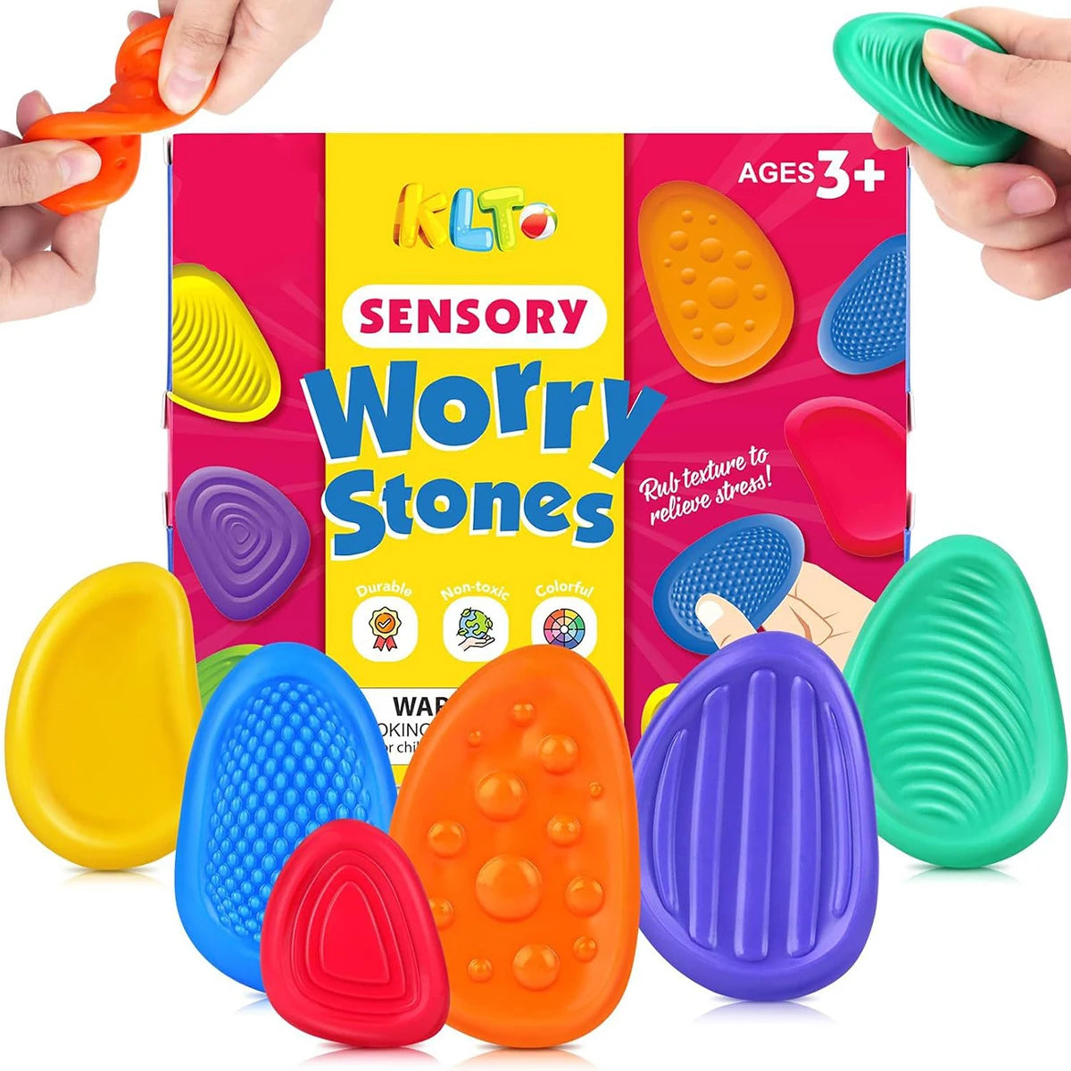 Sensory Silicone Fidget Toy Stone Set Six Pack For Calming Relief