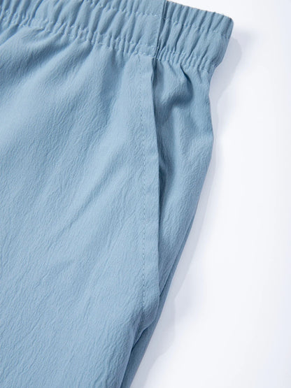 Men's Linen Pants with Wide Leg and Dobby Weave Breathable Elastic Drawstring Waist