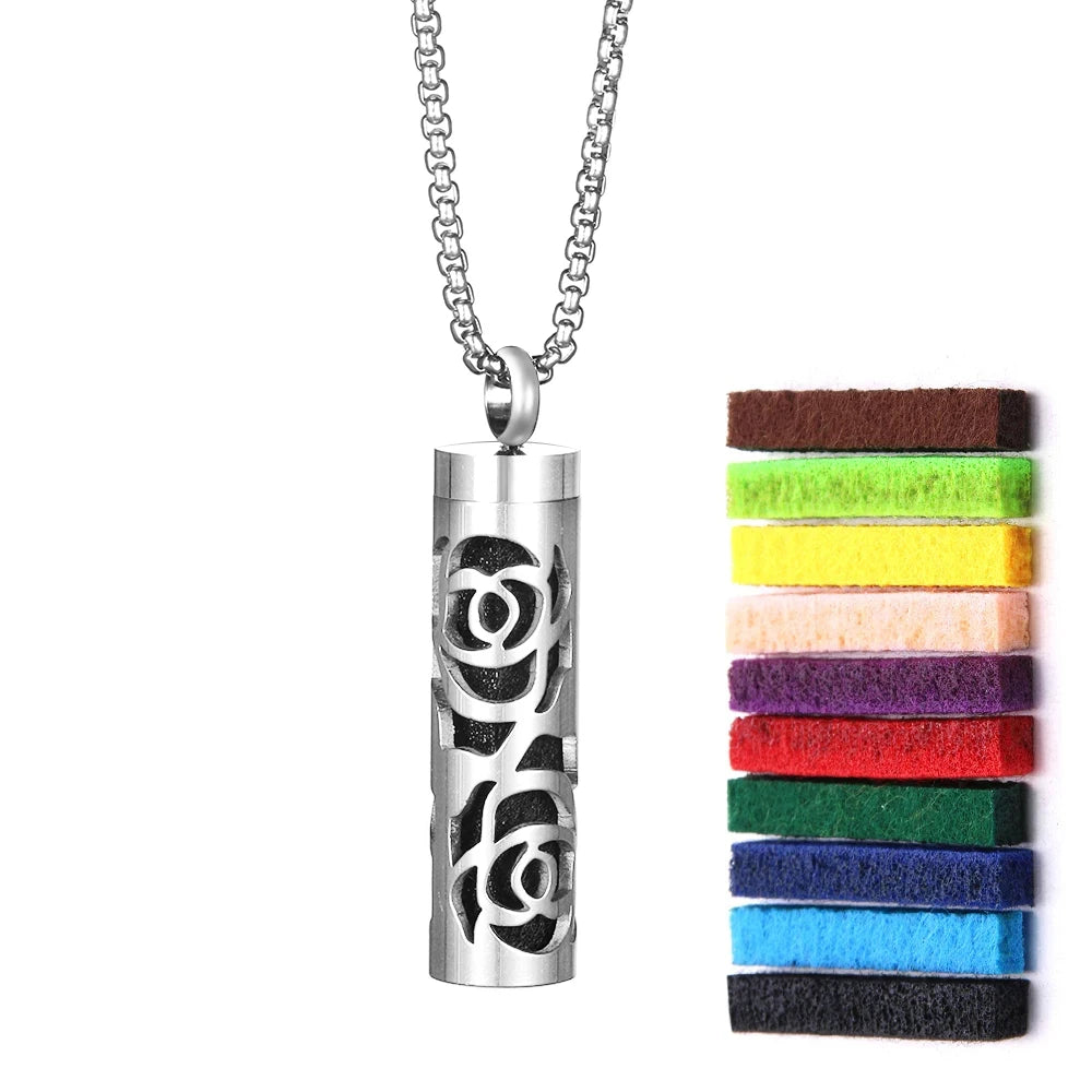 Aromatherapy diffuser necklace with geometric locket pendant
