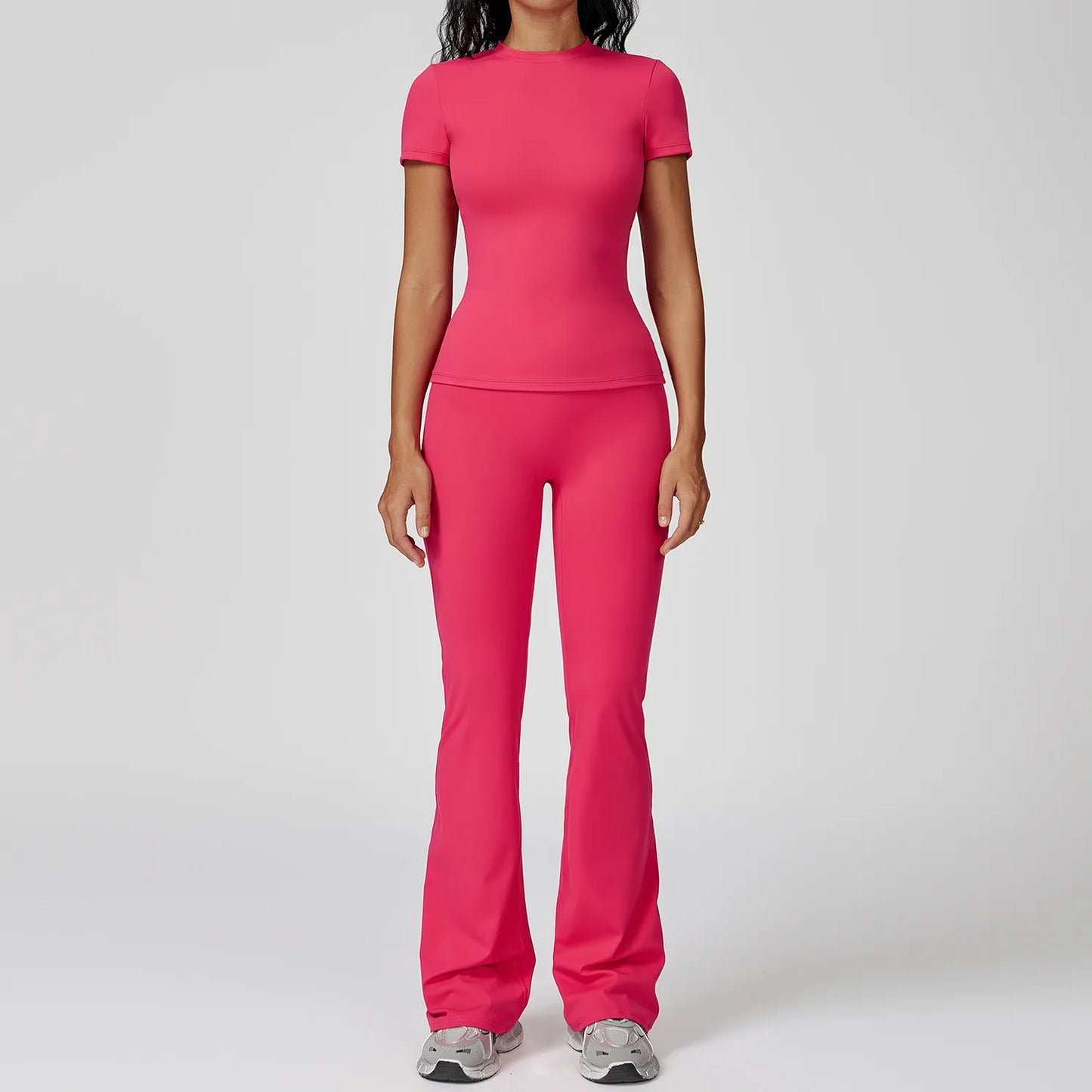 Women Yoga Set 2PCS Workout Set Sportswear Gym Clothing Fitness Long Sleeve High Waist Leggings Cycling Shorts WORKOUT REVOLUTION
