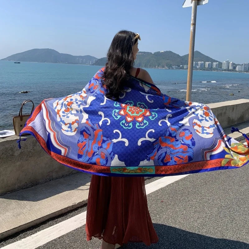 Women's printed beach sarong wrap scarf and sun cover