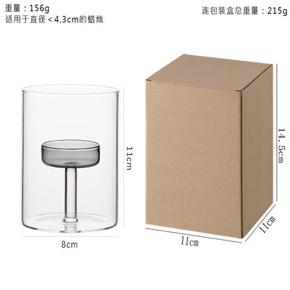 Glass candle holder for block candles and table decor