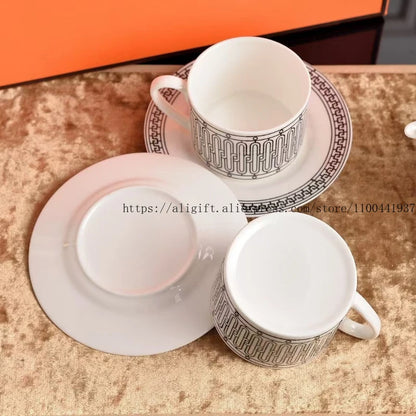 Delicate Bone China Coffee Cup Set with Teapot for Two and Fingerprint Resistant Glaze