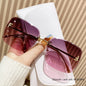 Featherlight Rimless Sunglasses Large Square Frame with Diamond Accent