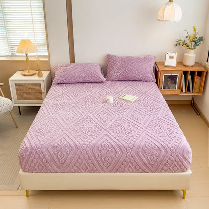 Floral Fitted Sheet with 3D Embroidery and Non Slip Deep Pockets