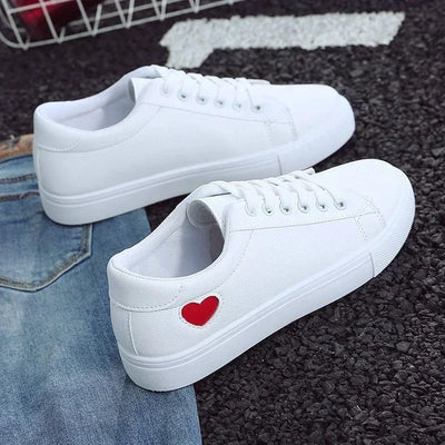Luxe Heart On My Sole Viral White Platform Sneakers