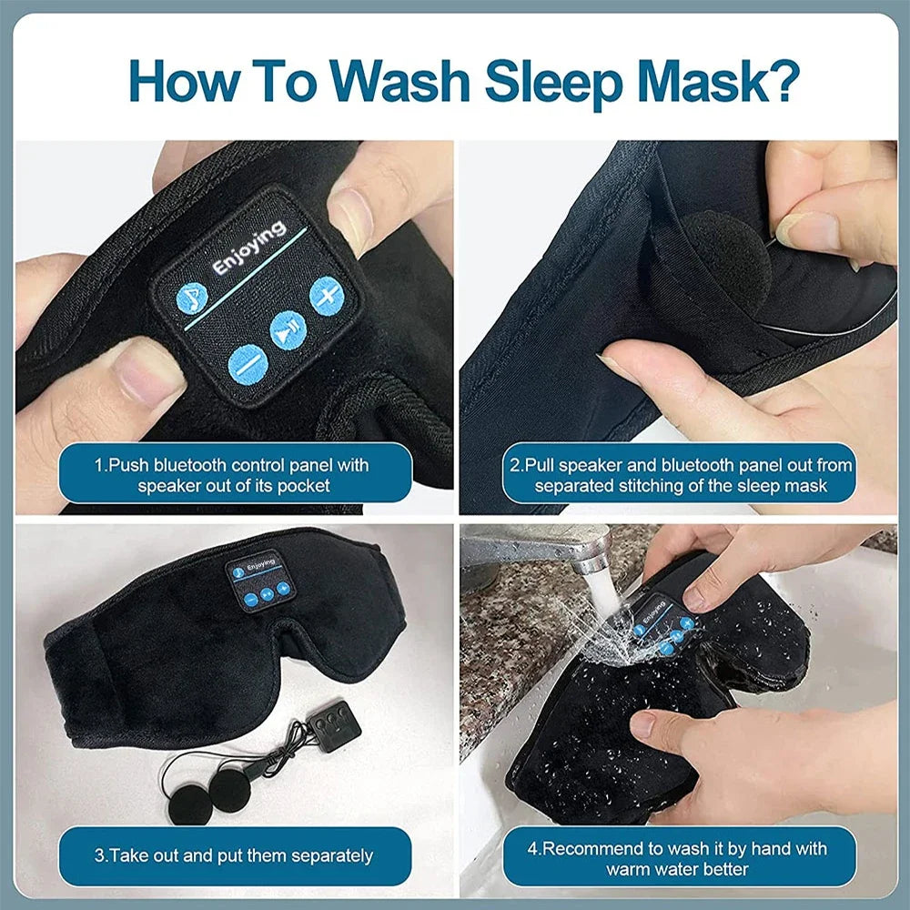 Bluetooth Soft Cotton Eye Mask Headphones With Built In HD Speaker For Deep Sleep And Relaxation