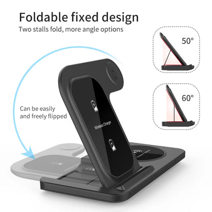 Foldable Wireless Dock for Smartphones and Earbuds 3-in-1