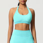 Women’s Seamless Halter Backless Push-Up Sports Bra Cotton-Poly For Gym Running