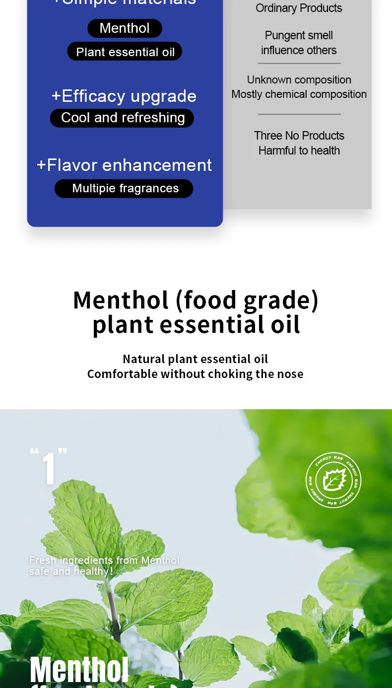 6 Scents Natural Nasal Inhaler Stick, Essential Oil Aromatherapy for Energy, Focus, Stress Relief & Nasal Congestion