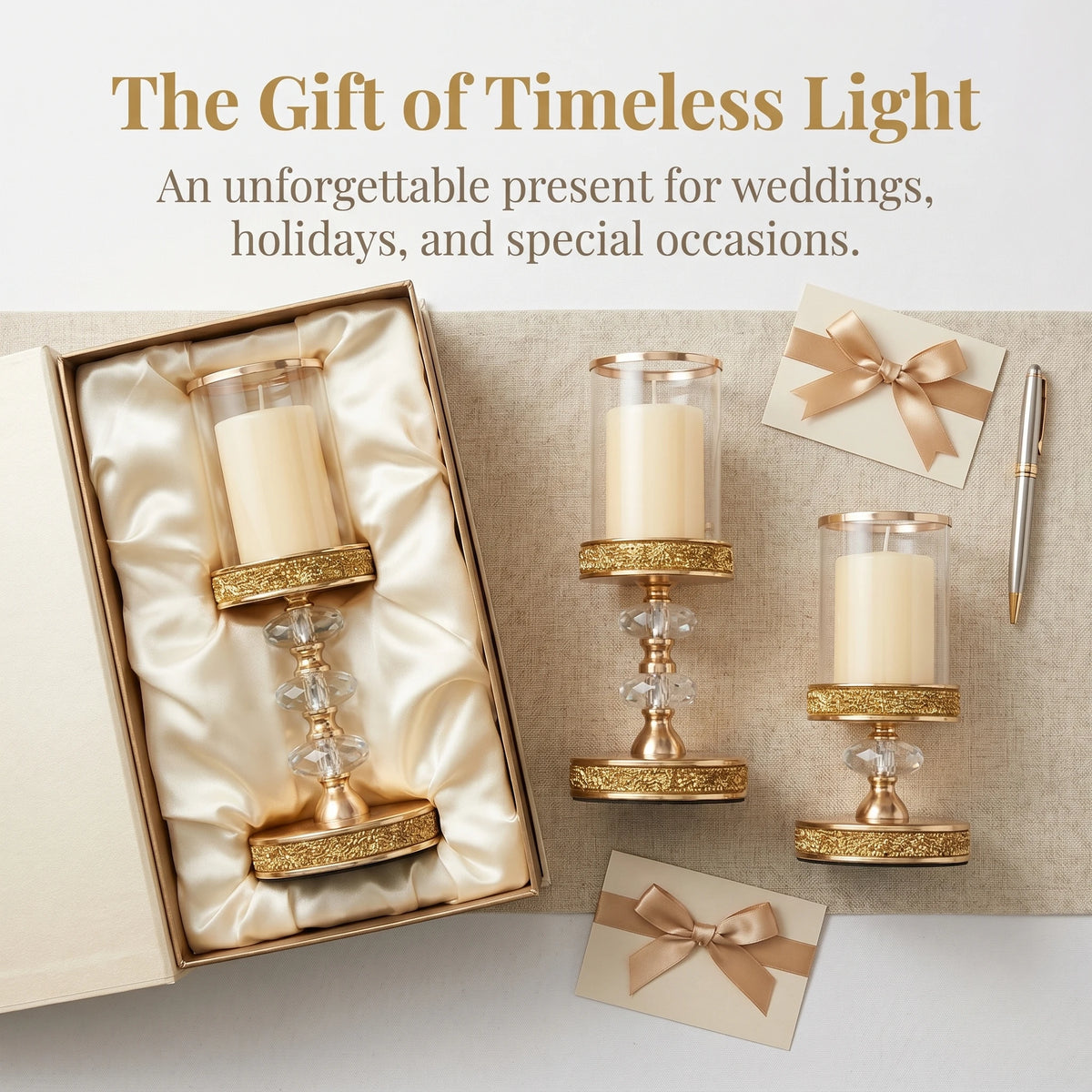 Candle holder with shade, available singly or as a set