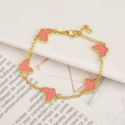 Silver Plated Rose Gold Clover Bracelet - Luxurious High Quality Jewelry for Women