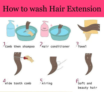 Heat-Resistant Clip-In Hair Extensions Five Clips for Dark Hair