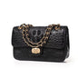 Textured Leather Crossbody Bag With Crocodile Pattern And Durable Build And Everyday Chain Strap