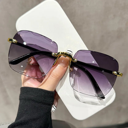 Rimless Sunglasses Unisex Square UV400 Protection All Day Comfort