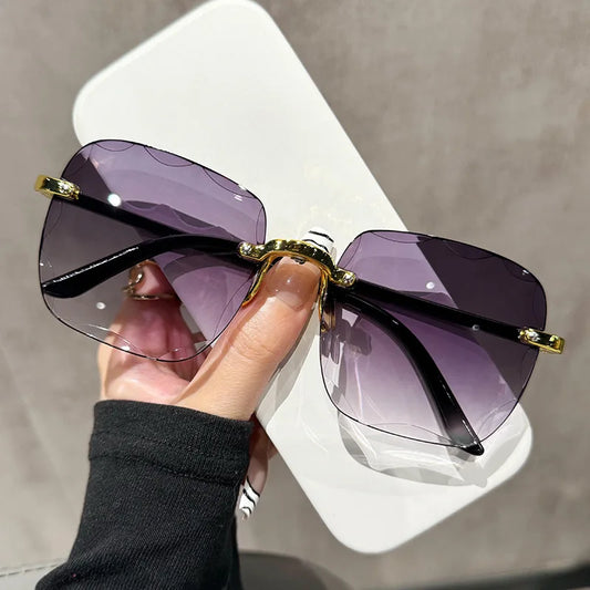 Rimless Sunglasses Unisex Square UV400 Protection All Day Comfort