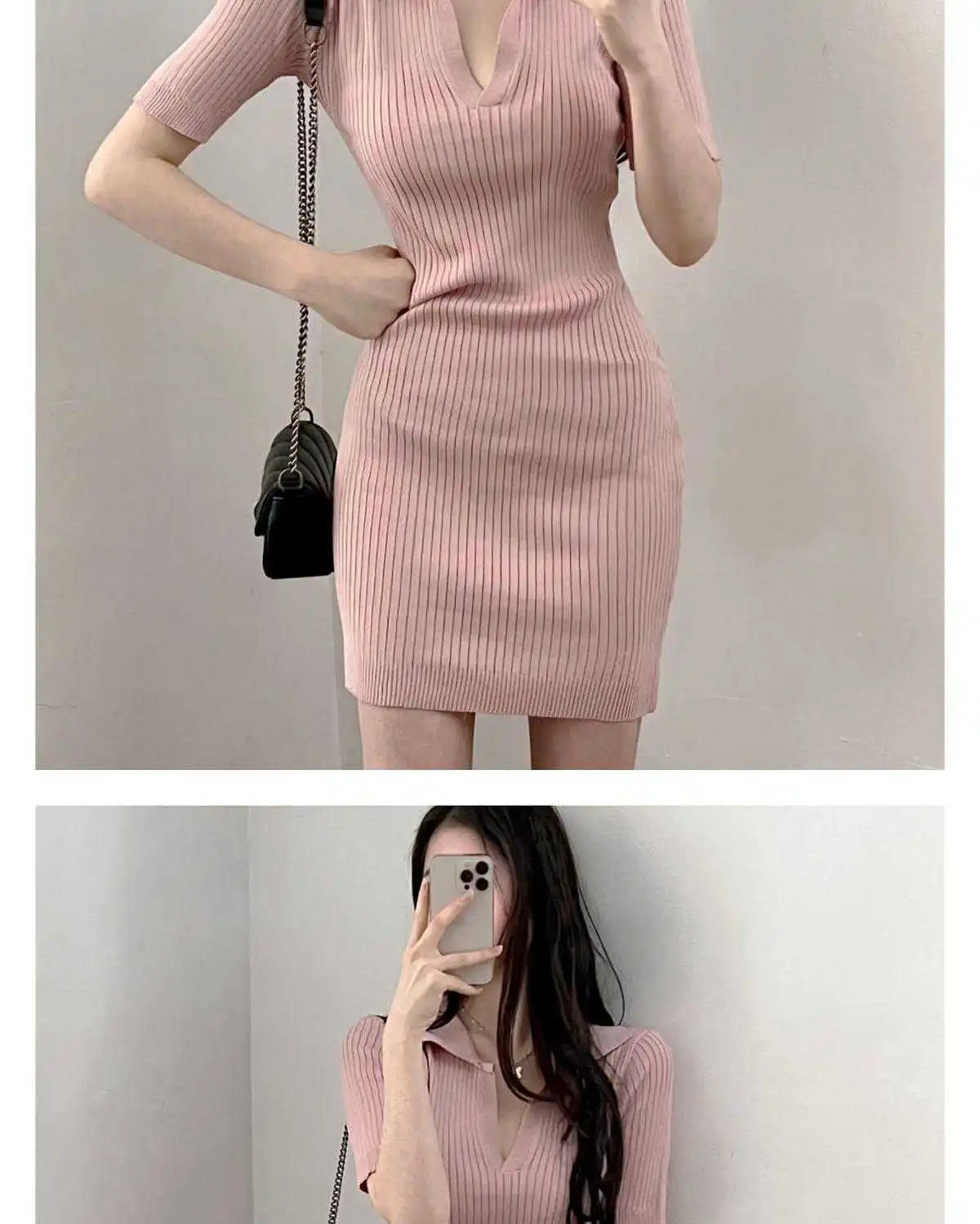 Breathable Dress with V-Neck and Empire Waist Knee Length for Effortless Daytime Style